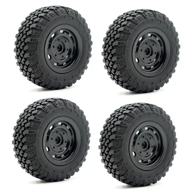 RACE MN 70mm OFF-ROAD TIRES AND BLACK WHEELS 4PCS