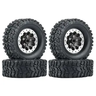 MN MODEL RACE MN 4Pcs Metal Beadlock Wheel Hub Wheel Rim And Rubber Tire