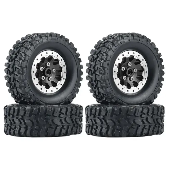 RACE MN 4Pcs Metal Beadlock Wheel Hub Wheel Rim And Rubber Tire