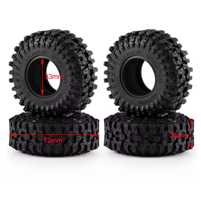 RACE 4PCS 1.3" CRAWLER MT TIRE 1.3Inch-72mm Style F