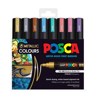 POSCA POSCA PC5M METALLIC COLOURS 8 PIECE ASSORTED SET