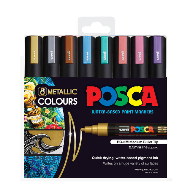 POSCA PC5M METALLIC COLOURS 8 PIECE ASSORTED SET
