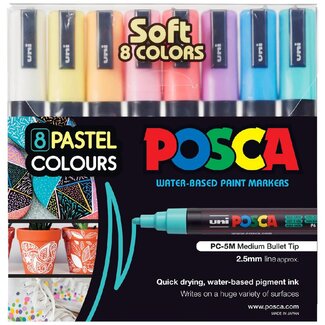 POSCA POSCA PC5M SOFT COLOURS 8 PIECE ASSORTED SET