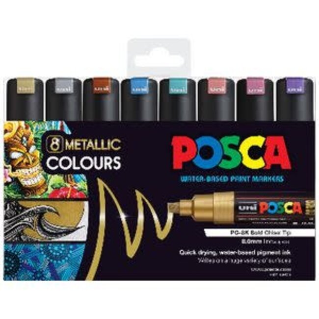 POSCA PC8K METALLIC COLOURS 8 PIECE ASSORTED SET