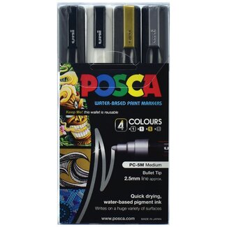 POSCA UNI POSCA PC5M PAINT MKR 4P ASSORTED SET