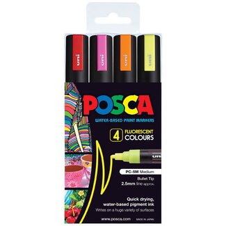 POSCA POSCA PC5M FLUORO COLOURS 4 PIECE ASSORTED SET