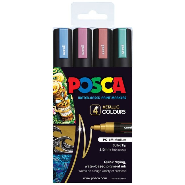 POSCA PC5M METALLIC COLOURS 4 PIECE ASSORTED SET