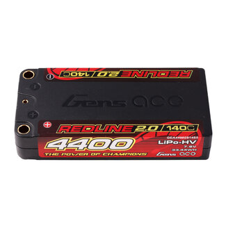 GENS ACE Gens Ace 2S Redline 2.0 4400mAh 140C 7.6V Hardcase Lipo Battery (5.0mm Bullet)