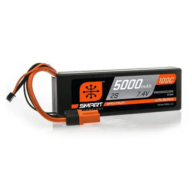 Spektrum 5000mah 2S 7.4v 100C Smart Hard Case LiPo Battery with IC5 Connector