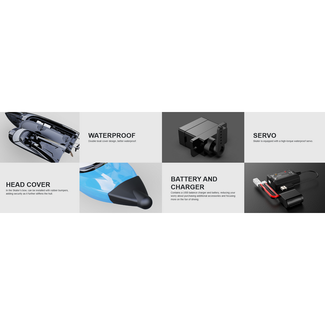 UDIRC RC Boat UDI034 2.4Ghz 13′′ Skater Boat Black