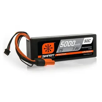 SPEKTRUM Spektrum 5000mah 2S 7.4v 50C Smart Hard Case LiPo Battery with IC5