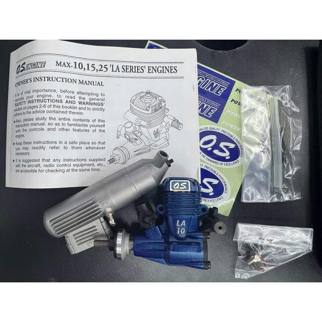 OS 10 LA BLUE RC ENGINE WITH SILENCER VINTAGE 2000 PRODUCTION  HARD TO FIND ENGINE