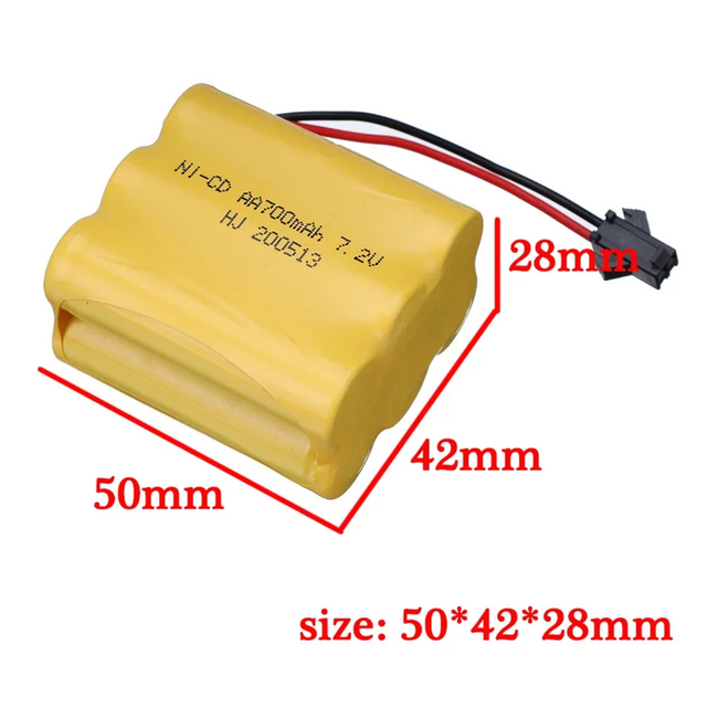 Huina NI-CD  BATTERY 7.2V 700MAH  2 WIRE BLACK JST PLUG SUITS
