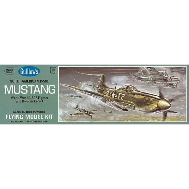 Guillows N.A. P-51D Mustang Easy Build Scale Balsa Model Kit, 431mm WS