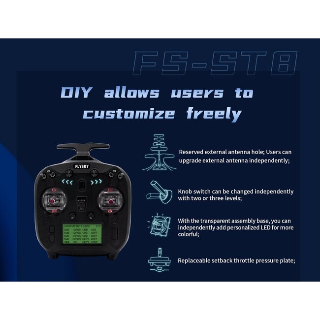Flysky ST8 UPGRADED VERSION  2.4G 8-CH Radio with 1x Receiver Only