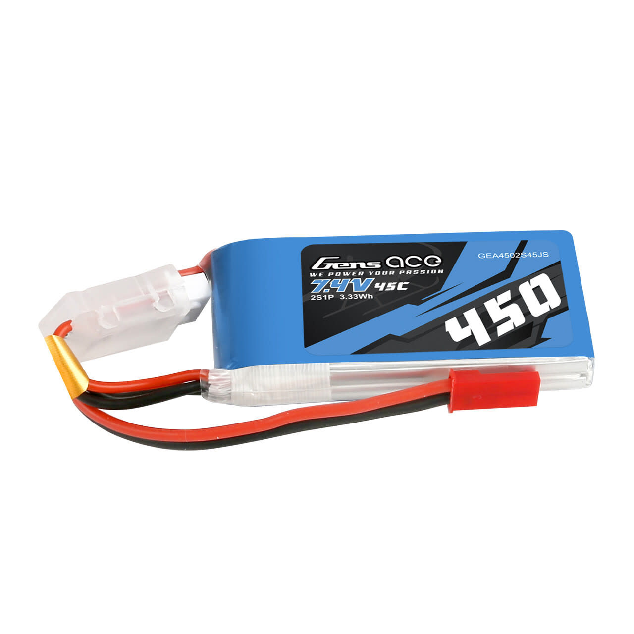 Gens Ace 2S 450mAh 7.4V 45C Soft Case LiPo Battery (JST) - www ...