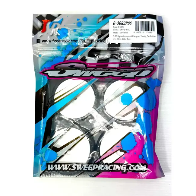 SWEEP D-R3 Series High-end compound 36 shore Pre-glued tires for Asphalt (4pcs)
