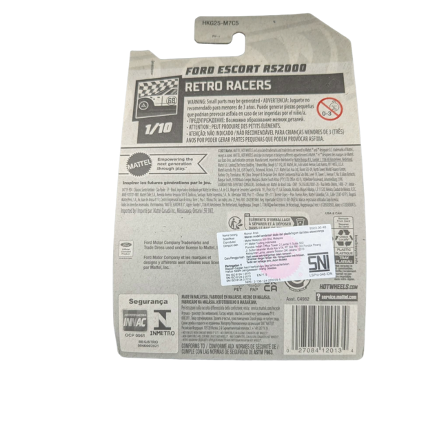 HOT WHEELS Ford Escort RS2000 HW Retro Racers 1/10 Blue White Car