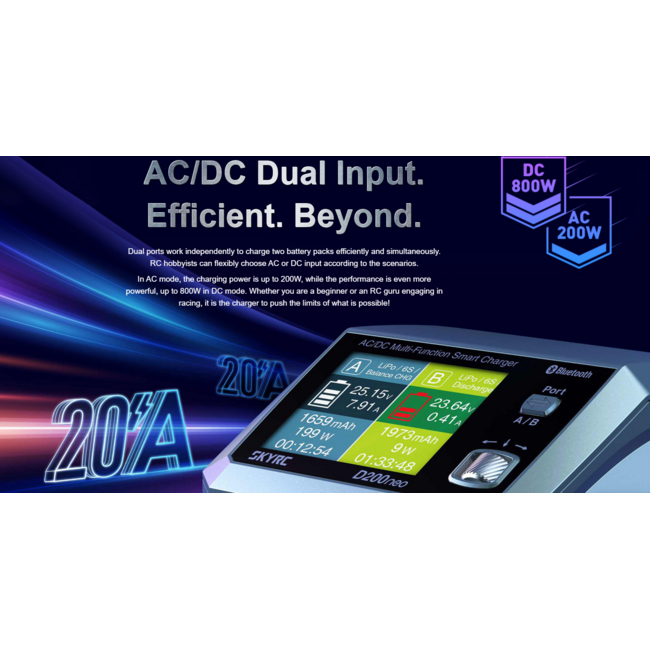 SKYRC D200 Neo Duo TWIN AC/DC charger (AC 200W - DC 2x400W)