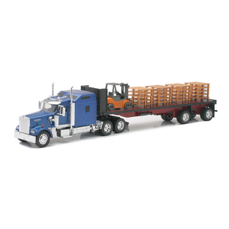 NEW RAY NEWRAY 1:32 KENWORTH W900 FLATBED WITH FORKLIFT