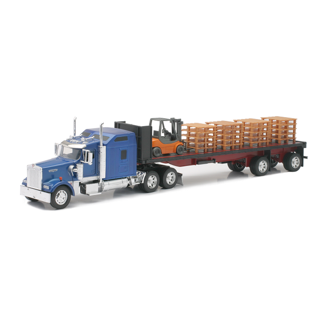 NEWRAY 1:32 KENWORTH W900 FLATBED WITH FORKLIFT