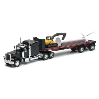 NEW RAY NEWRAY 1:32 PETERBILT 389 FLATBED W/WIND TURBINE & EXCAVATOR