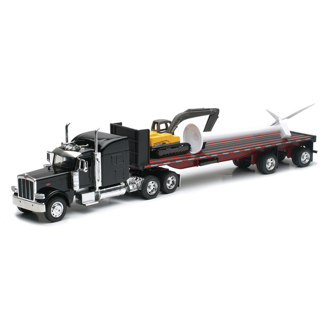 NEWRAY 1:32 PETERBILT 389 FLATBED W/WIND TURBINE & EXCAVATOR