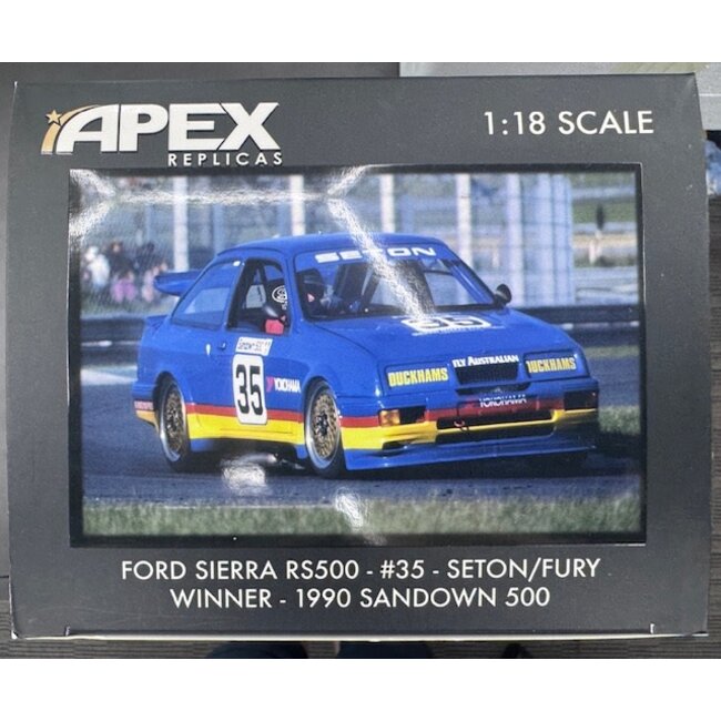 APEX 1:18  GSR FORD SIERRA RS500 #35 GLEN SEATON/FURY WINNER 19090 SANDOWN 500  "EX DECEASED ESTATE SOLD AS IS"