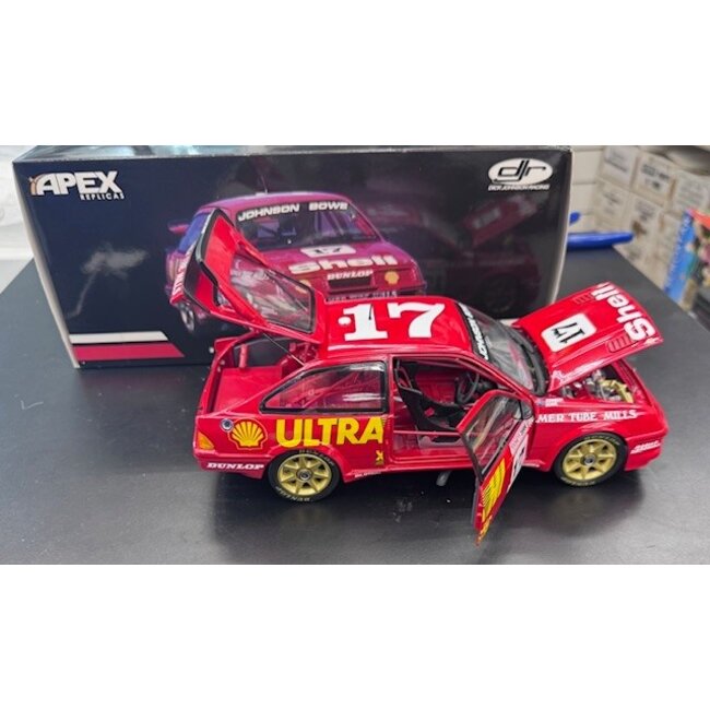 APEX 1:18 DJR FORD SIERRA #17 DICK JOHNSON/ JOHN BOWE WINNER 1989 BATHURST 1000 #392/1080  "EX DECEASED ESTATE SOLD AS IS"