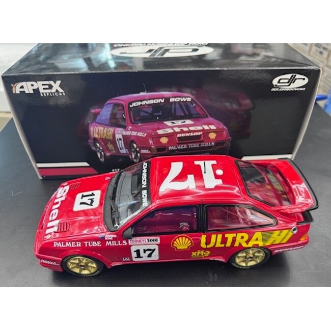 APEX 1:18 DJR FORD SIERRA #17 DICK JOHNSON/ JOHN BOWE WINNER 1989 BATHURST 1000 #392/1080  "EX DECEASED ESTATE SOLD AS IS"