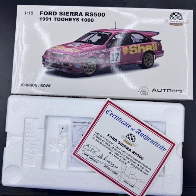 BIANTE  1:18 #17 FORD SIERRA RS500 1991 TOOHEYS 1000 DICK JOHNSON / JOHN BOWE 556/1008 FACTORY SEAL INTACT ON FOAM PACKAGE "EX DECEASED ESTATE SOLD AS IS "