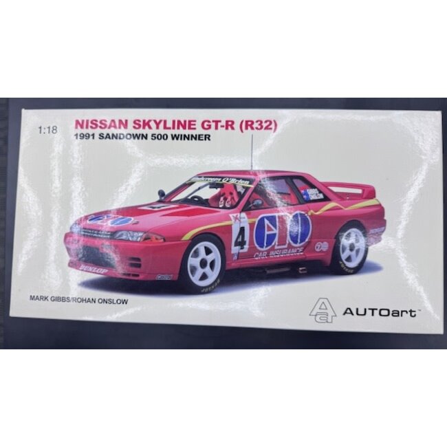BIANTE  1:18 #4 GIO NISSAN SKYLINE GT-R R32 1991 SANDOWN 500 WINNER GIBBS / ONSLOW  863/1008  "EX DECEASED ESTATE SOLD AS IS "