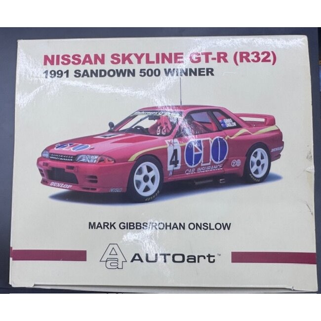 BIANTE  1:18 #4 GIO NISSAN SKYLINE GT-R R32 1991 SANDOWN 500 WINNER GIBBS / ONSLOW  863/1008  "EX DECEASED ESTATE SOLD AS IS "