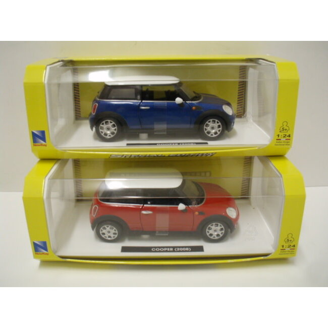 NEW RAY 1/24 MINI COOPER 2008 RED & BLUE COLOUR sold as individuals