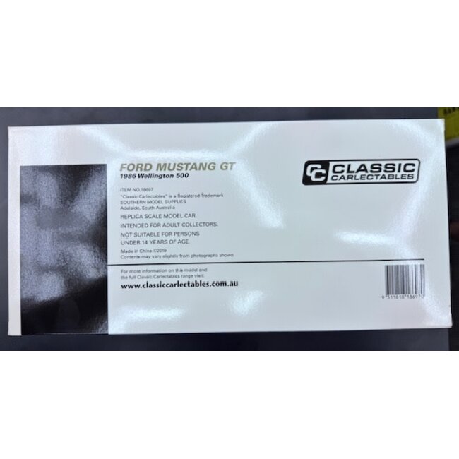 Classic Carlectables 1:18 1986 FORD MUSTANG GT WELLINGTON 500 750 PCE NON NUMBERED RUN