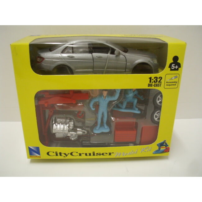 NEWRAY 1/32 MERCEDES BENZ C CLASS BODY SHOP PLAYSET FREE WHEEL