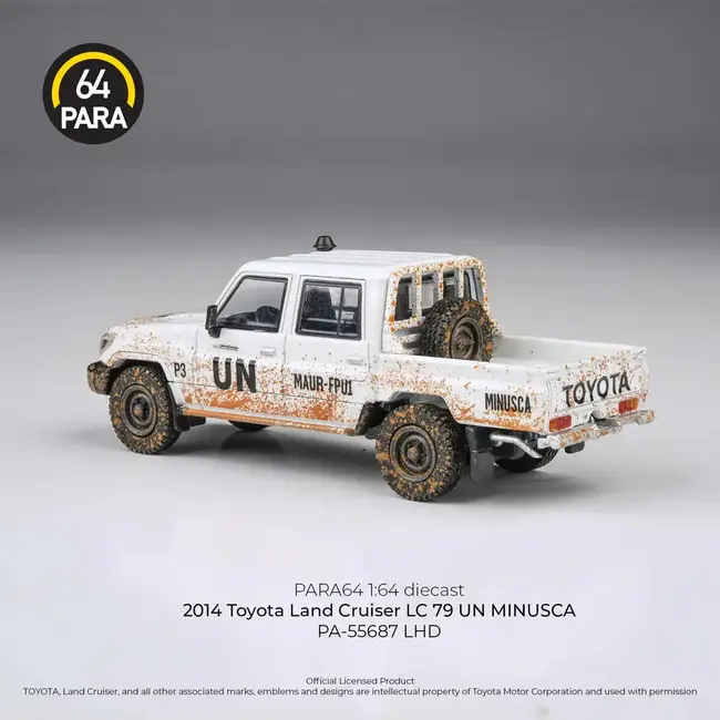 Para64 1/64 2014 Toyota Land Cruiser LC79 UN MINUSCA Off Road Effect LHD Diecast Model Car