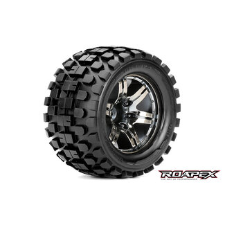 ROAPEX RHYTHM 1/10 MONSTER TRUCK TIRECHROME BLACK WHEEL WITH 1/2 OFFSET 12MM HEX MOUNTED