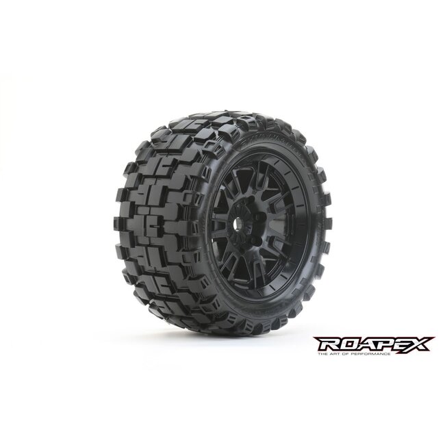 ROAPEX RHYTHM BELTED TRAXXAS X-MAXX MT TRUCK TIRE BLACK WHEEL WITH 24MM HEX MOUNTED