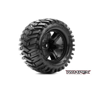 ROAPEX ROAPEX MORPH BELTED 1/10 MONSTER TRUCK TIRE BLACK WHEEL 0 OFFSET 12mm HEX MOUNTED
