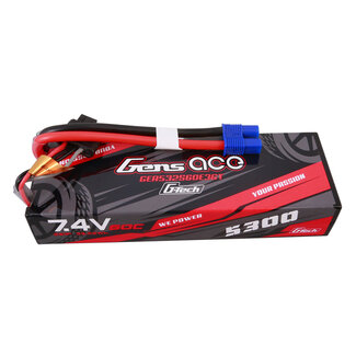 GENS ACE Gens Ace G-Tech 2S 5300mAh 60C 7.4V Hardcase/Hardwired Lipo Battery (EC3)