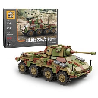 BUILD ARMY Build Army Sd.Kfz. 234/2 Camo Puma - WWII German Armoured Vehicle Model Brick Kit
