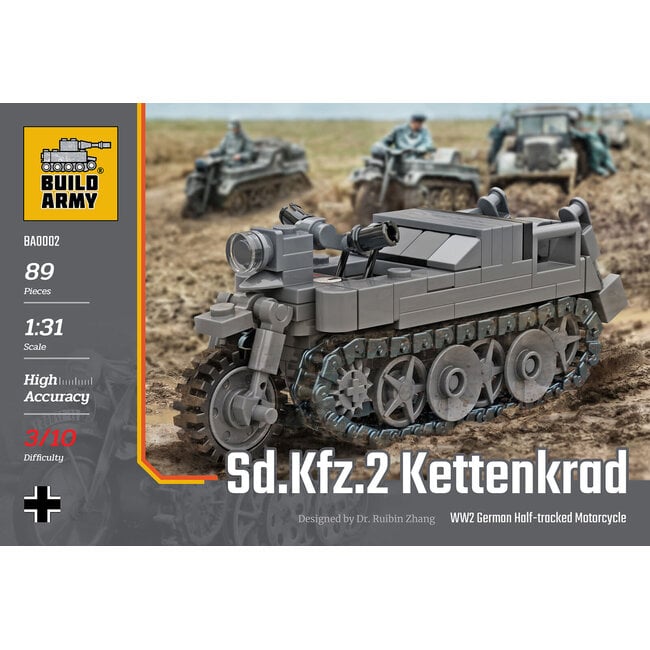 Build Army Kettenkrad Tracked Motorcycle WWII German Model Brick Kit