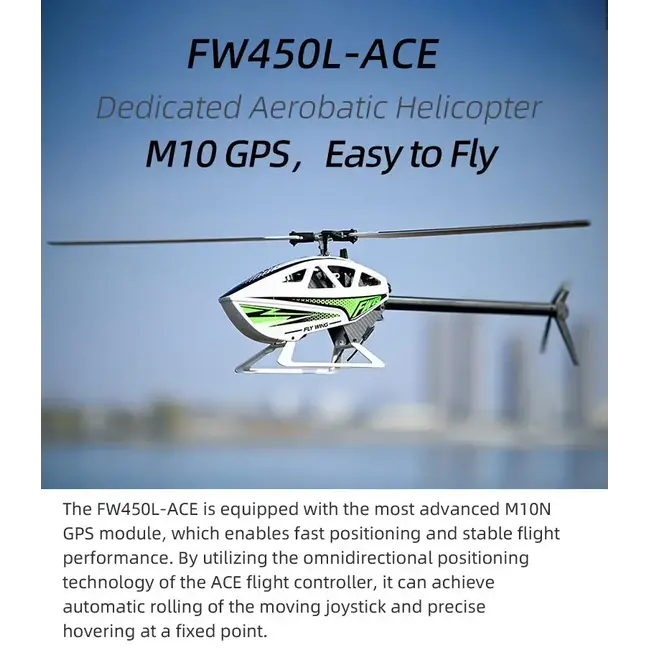 ***PRE-ORDER JULY 2026*** Flywing FW450L V3 3D GPS 6Ch RC Helicopter - Green