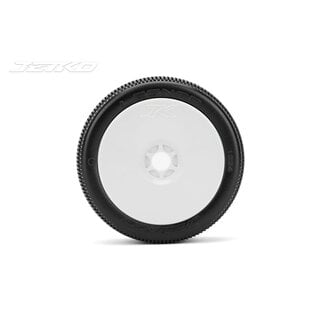 JETKO Jetko 1/8 LESNAR Buggy Tyres (Dish/WHITE Rim/Super Soft) (2pcs) [1004DWsSG] PRE MOUNTED