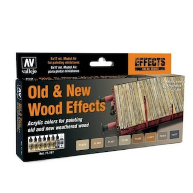 Vallejo Model Air Old & New Wood Effects Colour Acrylic Airbrush Paint Set [71187]