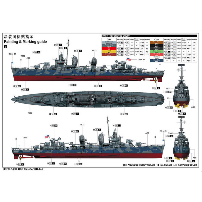 Trumpeter 1/200 USS Fletcher DD-445 Plastic Model Kit [03723]