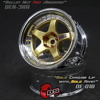 DS RACING DS Racing Drift Element Wheel - Adj. Offset (2) / Gold Chrome Lip with Gold Rivets 