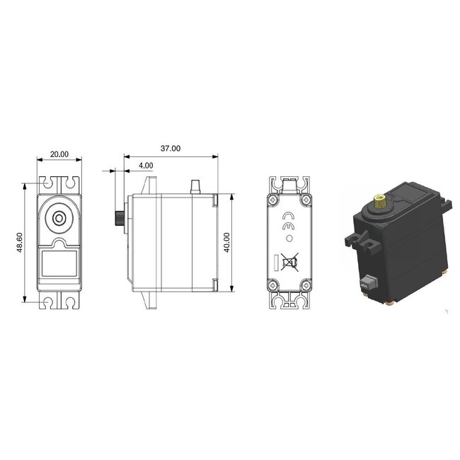 ABSIMA  6KG PLASTIC GEARED SERVO STD SIZE