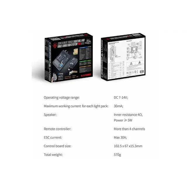 GT POWER CONTAINER TRUCK  LIGHT & SOUND SYSTEM PRO  ( BLUE TOOTH APP FOR CONTROL) USA VERSION